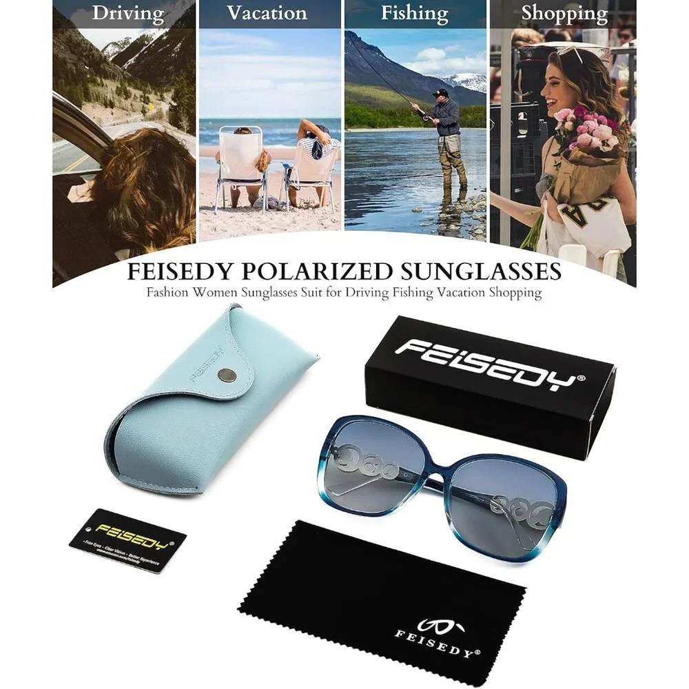 Women's Fashion Square Sunglasses Blue Frame Pearl Sparkling Eyes Protection